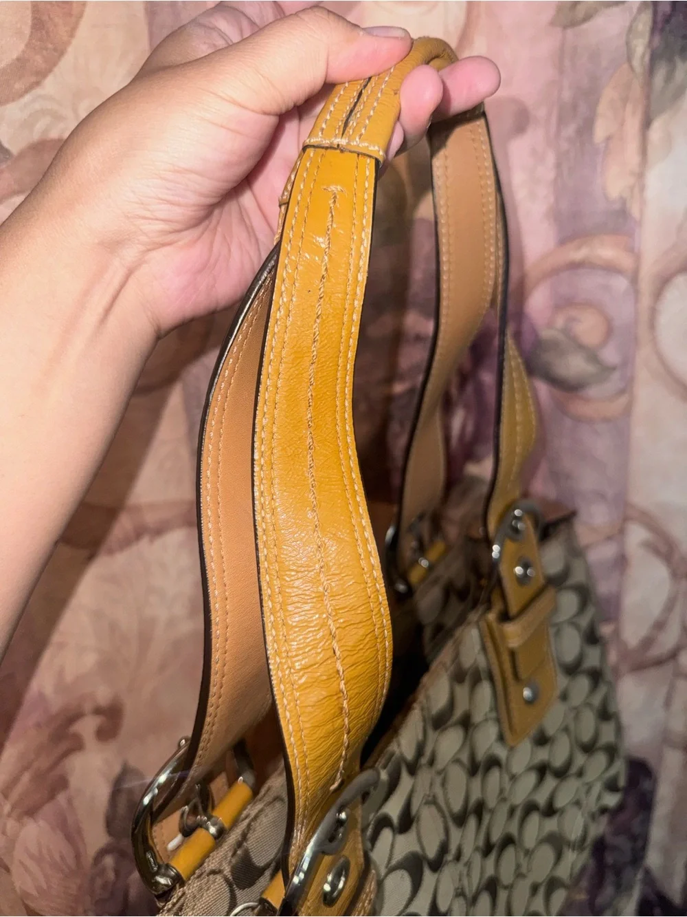Coach Signature Canvas Tote in Brown with Tan Leather Trim